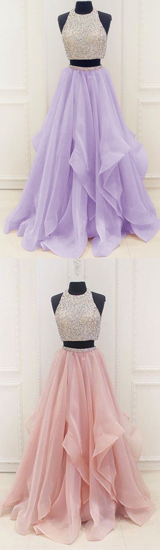 Two Pieces Halter Prom Dress, Ball Gown, Graduation Dresses, Formal Dress For Teens,PD455826