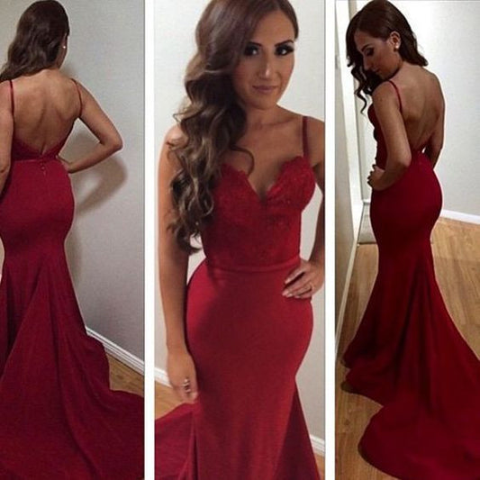 red Prom Dresses, backless prom dress, mermaid prom Dress,long prom dress,evening dress,BD1990