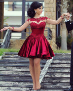Burgundy Homecoming Dress,Long Sleeve Homecoming Dresses,Elegant Homecoming Dress,short prom Dress,PD00199