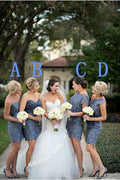gray bridesmaid dress,short bridesmaid dress,mismatched bridesmaid dress,lace bridesmaid dress,BD1645