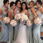 Gray bridesmaid dress,long bridesmaid dress,Mismatched bridesmaid dress,Lace bridesmaid dress,BD031