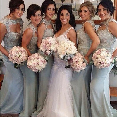 Gray bridesmaid dress,long bridesmaid dress,Mismatched bridesmaid dress,Lace bridesmaid dress,BD031