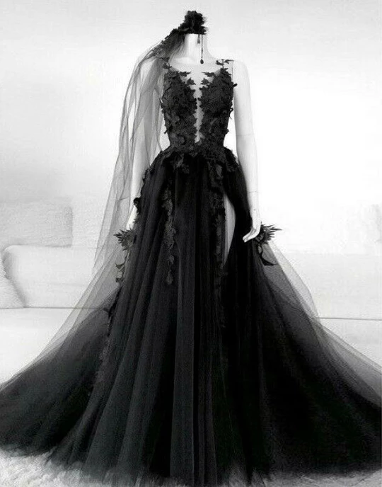 Black v neck tulle lace long prom dresses black tulle lace formal dresses,HO257