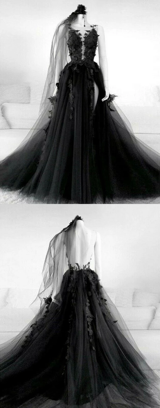 Black v neck tulle lace long prom dresses black tulle lace formal dresses,HO257