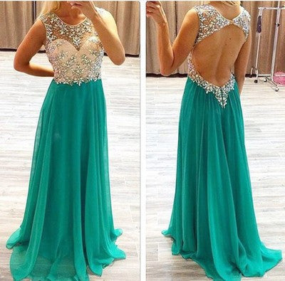 Backless Prom Dresses,Charming Prom Dresses,beaded Prom Dress,Long Prom Dress, BD084