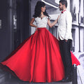 Red Prom Dresses, Cap Sleeve Prom Dress,Gorgeous Prom Dresses,Off-shoulder Prom Dress,Two Pieces Prom Dresses,PD00222