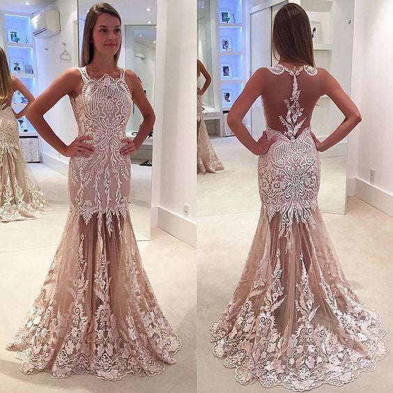 Mermaid Prom Dresses, Appliques Prom Dress,Elegant Prom Dresses,See-through Prom Dress,Cheap Prom Dresses,PD00230