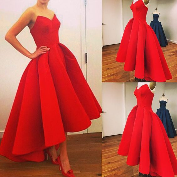 red prom dress,A-line Prom dress,sweetheart prom dress,hi-lo prom dress,party dress,BD1018