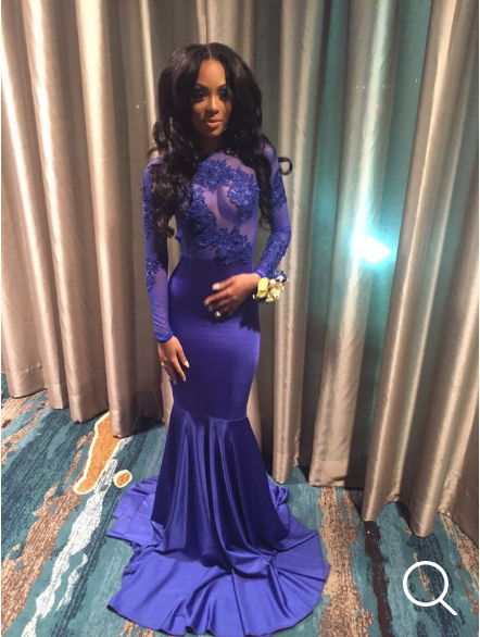 Royal Blue Prom Dresses,Mermaid Prom Dress,Long Sleeve Prom Dresses,Charming Prom Dress,PD00253