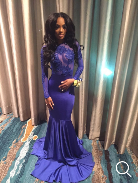 Royal Blue Prom Dresses,Mermaid Prom Dress,Long Sleeve Prom Dresses,Charming Prom Dress,PD00253