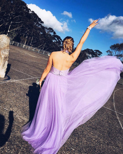 Halter Prom Dresses, Lavender Prom Dress,Backless Prom Dress,Modern Prom Dress,PD0067
