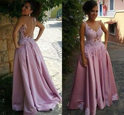 Sleeveless Prom Dress,Pink Prom Dresses,Sleeveless Prom Dress,Appliques Prom Dresses,New Design Prom Dress,PD00283