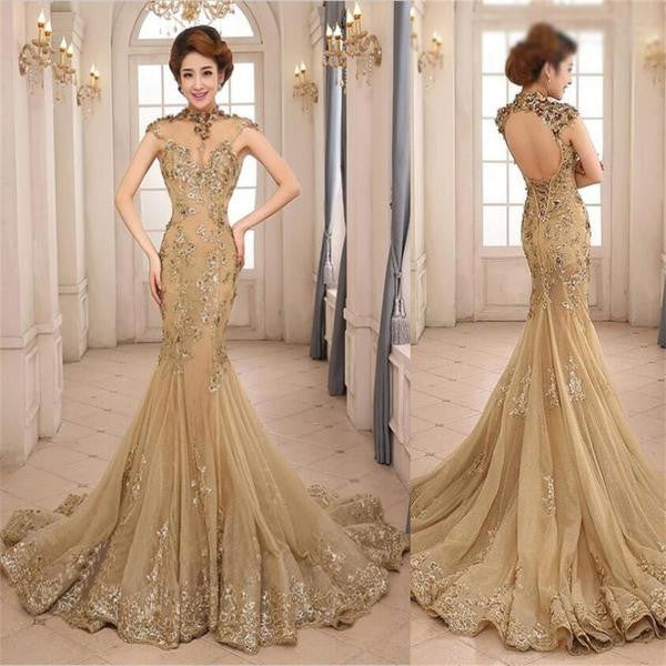 Gorgeous Prom Dress,Mermaid Prom Dresses,Beading Prom Dress,Long Prom Dresses,Yellow Prom Dress,PD00288