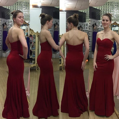 burgundy Prom Dress,simple Prom Dress,cheap Prom Dress,long Prom Dresses,strapless Prom Dress,PD00293