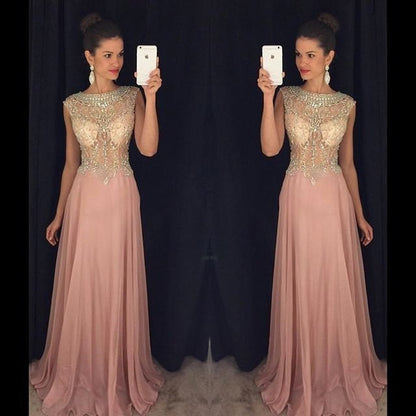 dusty pink prom dress,beading Prom Dress,long prom dress,charming prom dress,PD00297