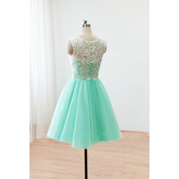 Mint bridesmaid dress,Short bridesmaid dress,Lace bridesmaid dress,homecoming dress,BD395