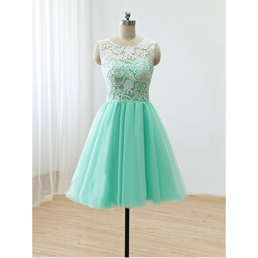 Mint bridesmaid dress,Short bridesmaid dress,Lace bridesmaid dress,homecoming dress,BD395