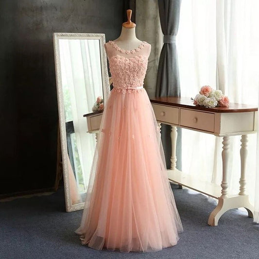 pink prom Dress,long Prom Dresses,tulle Evening Dress,A-line prom dress,BD2854
