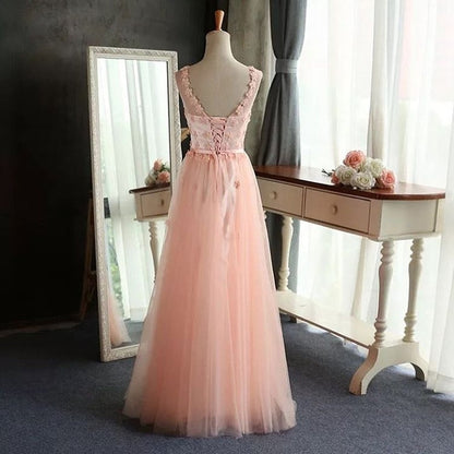 pink prom Dress,long Prom Dresses,tulle Evening Dress,A-line prom dress,BD2854