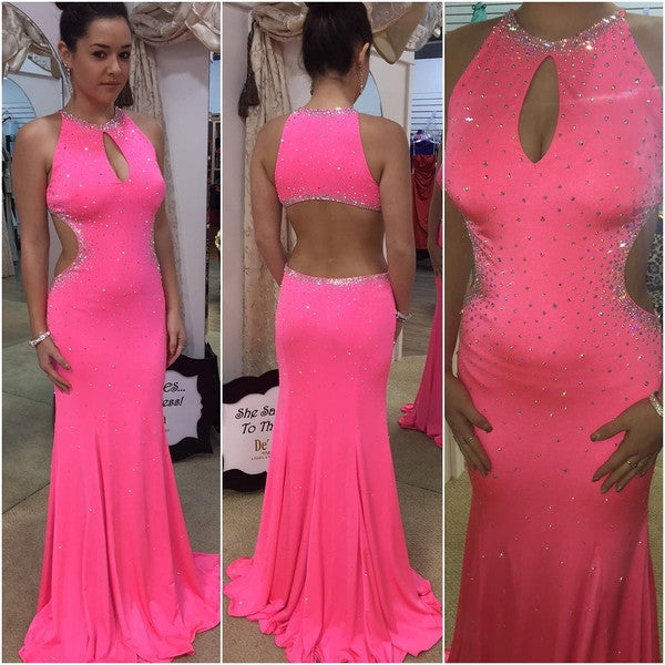 hot pink prom Dress,long Prom Dresses,elegant Evening Dress,mermaid prom dress,formal evening dress,BD2855