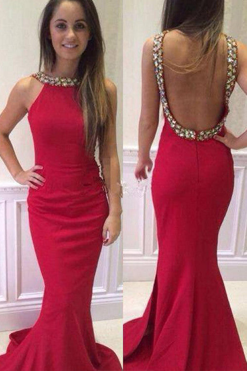 red prom dress,long Prom Dress,mermaid prom dress,backless prom dress,elegant evening dress,BD2885