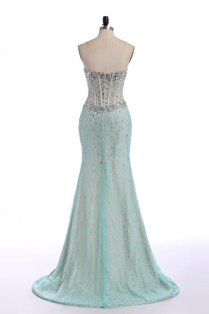 light blue prom dress,long Prom Dress,strapless prom dress,side slit prom dress,charming evening dress,BD2893