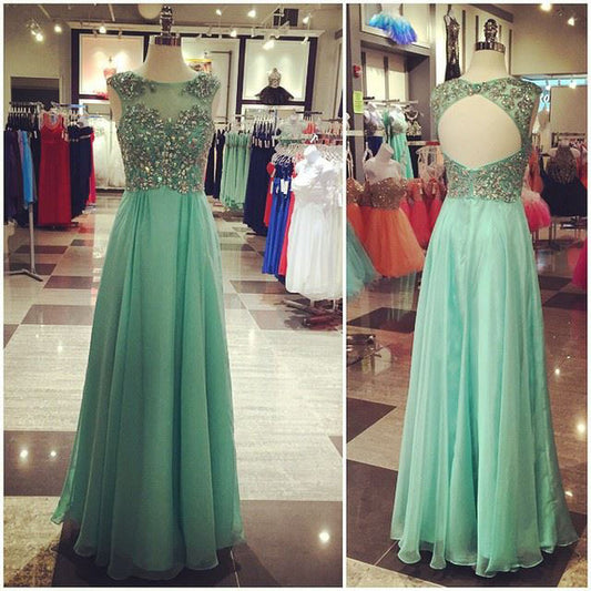 green prom dress,chiffon Prom Dress,long prom dress,open back evening dress,chiffon prom dress,BD2711
