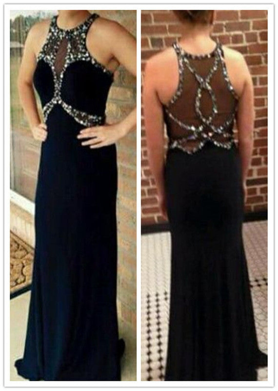 black prom dress,long Prom Dress,cheap prom dress,elegant evening dress,see through back prom dress,BD2712