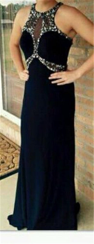 black prom dress,long Prom Dress,cheap prom dress,elegant evening dress,see through back prom dress,BD2712