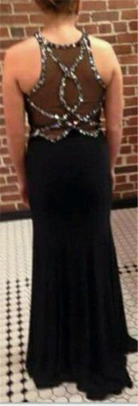 black prom dress,long Prom Dress,cheap prom dress,elegant evening dress,see through back prom dress,BD2712