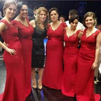 Red bridesmaid dress,long bridesmaid dress,sheath V neck bridesmaid dress,Lace bridesmaid dress,BD121