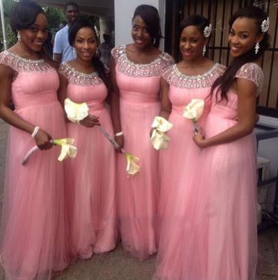 Pink bridesmaid dress,long bridesmaid dress,Tulle bridesmaid dress,Charming bridesmaid dress,BD122