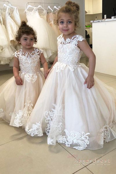 Cute Flower Girl Dresses, Cheap Long Little Girl Dresses, Girl&