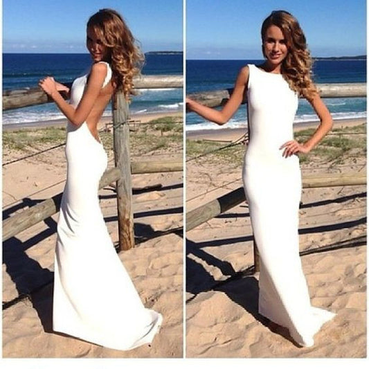 white prom dress,backless Prom Dress,simple prom dress,elegant prom dress,evening dress,BD1364