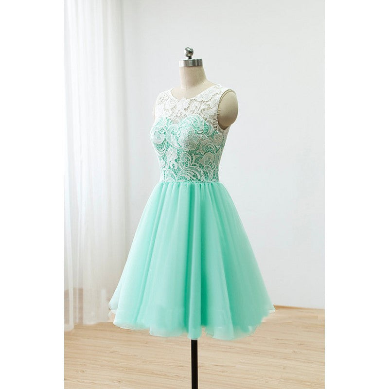 Mint bridesmaid dress,Short bridesmaid dress,Lace bridesmaid dress,homecoming dress,BD395