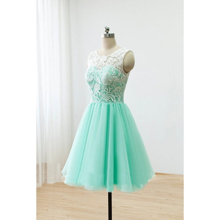 Mint bridesmaid dress,Short bridesmaid dress,Lace bridesmaid dress,homecoming dress,BD395