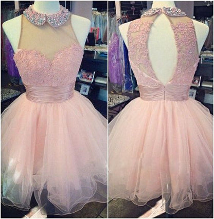 pink Homecoming dress,short prom Dress,cute Prom Dresses,homecoming dress for girls,BD611