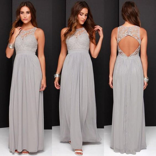 long bridesmaid dress,gray bridesmaid dress,lace bridesmaid dress,cheap bridesmaid dresses,BD835