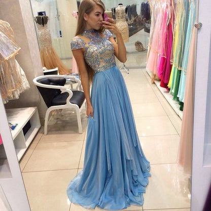 Charming Prom Dress, High-Neck Prom,long Prom Dresses,Dresses For Prom,BD378