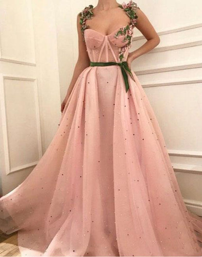 Unique sweetheart neck tulle long prom dress, tulle evening dress BD98003