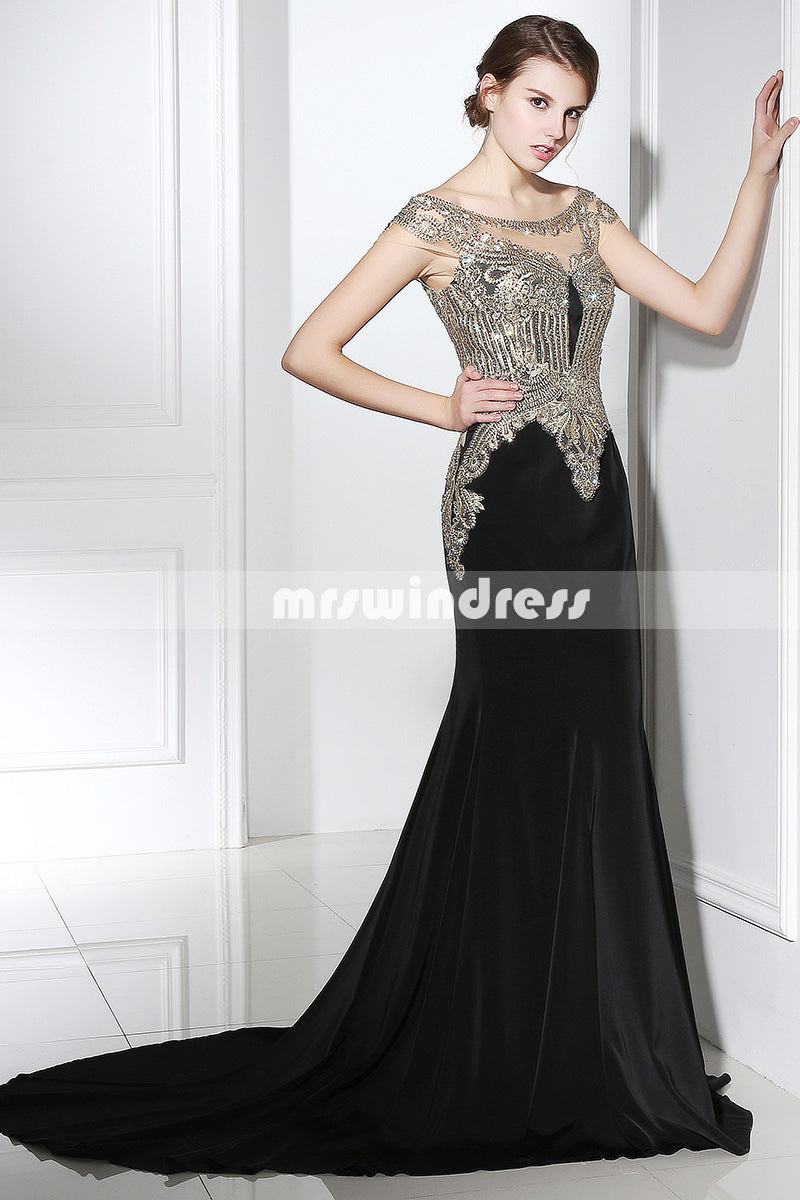 Black Prom Dresses,Vintage Prom Gowns,Long Evening Dress, Evening dresses,LX401