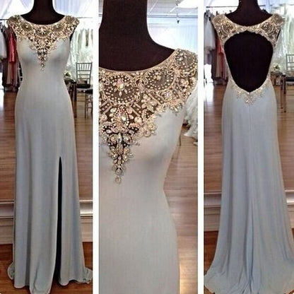 long Evening Dress,blue Prom Dress,backless prom dress,Charming prom dress,evening dress,BD804