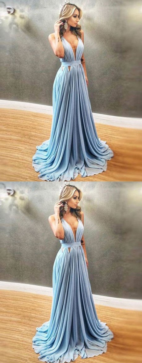 light blue chiffon cheap formal long chic prom dress,HO181