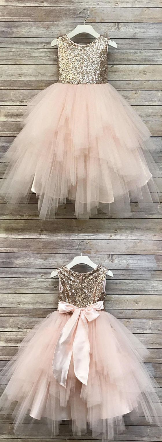 Sparkle Fluffy Flower Girl Dresses, Cheap Little Girl Dresses, Girl&