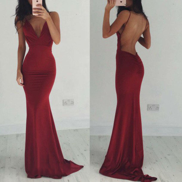 burgundy prom dress,backless Prom Dress,long prom dress,sexy prom dress,evening dress,BD1361