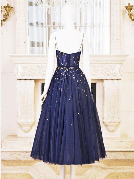 Blue A-line tulle short prom dresses blue tulle formal dresses,PD2209