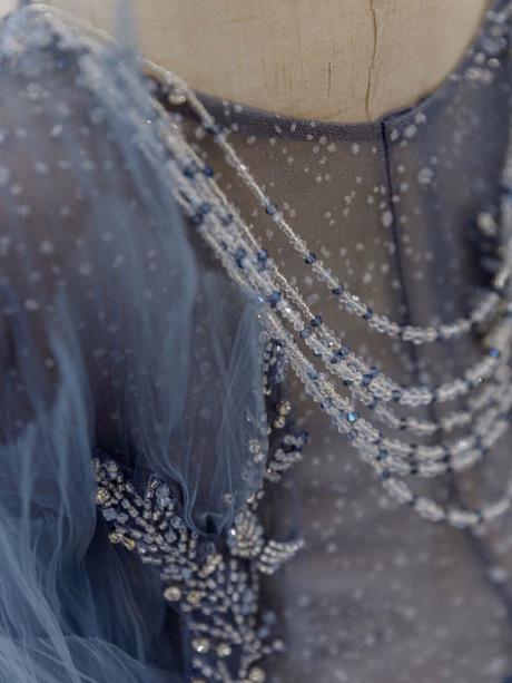 Blue sweetheart tulle sequin long prom dresses, blue evening dress,PD2202