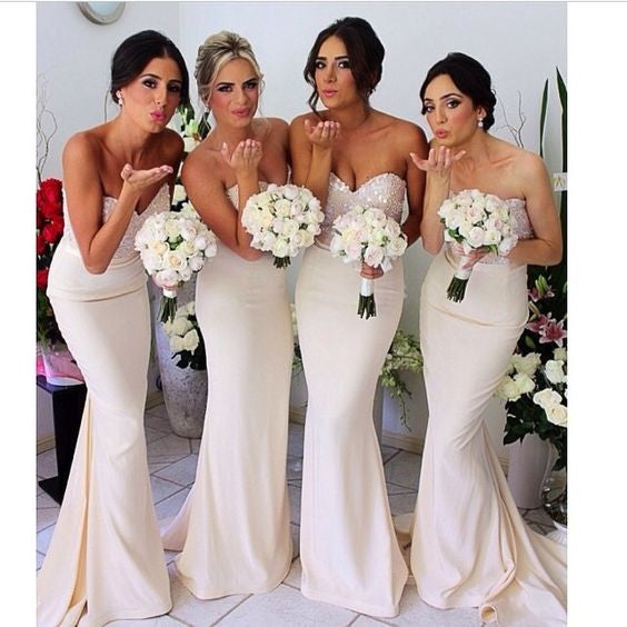 White Bridesmaid Dress,Long Bridesmaid Dress,sequin Bridesmaid Dress,Cheap Bridesmaid Dress, BD377