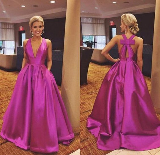 V-Neck A-Line Prom Dresses,Long Prom Dresses,Evening Dress Prom Gowns, Formal Women Dresses,PD45820