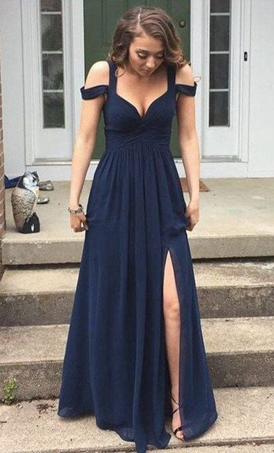 Simple Prom Dresses,Charming Prom Dress,Leg Slit Bridesmaid Dresses,A-line Bridesmaid Dress,Cheap Prom Dresses,PD00212